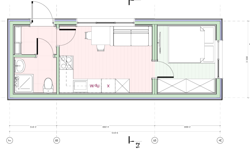 Будинок з одного модуля 29,75 м²