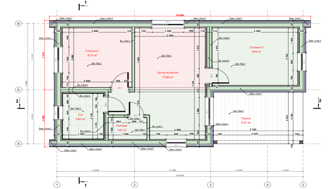 Будинок з терасою 61,98 м²